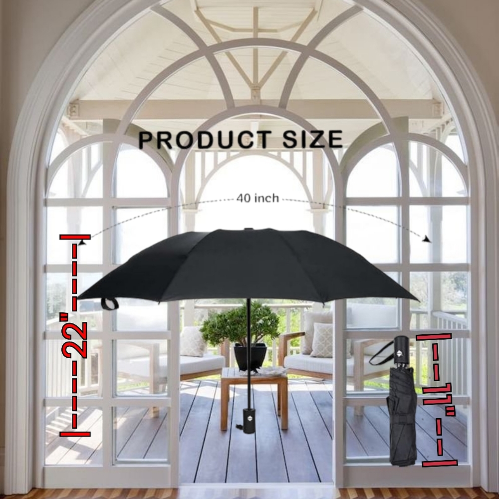 Black Compact Umbrella, UV Protection Black Umbrella, Foldable. NWT - Picture 5 of 7